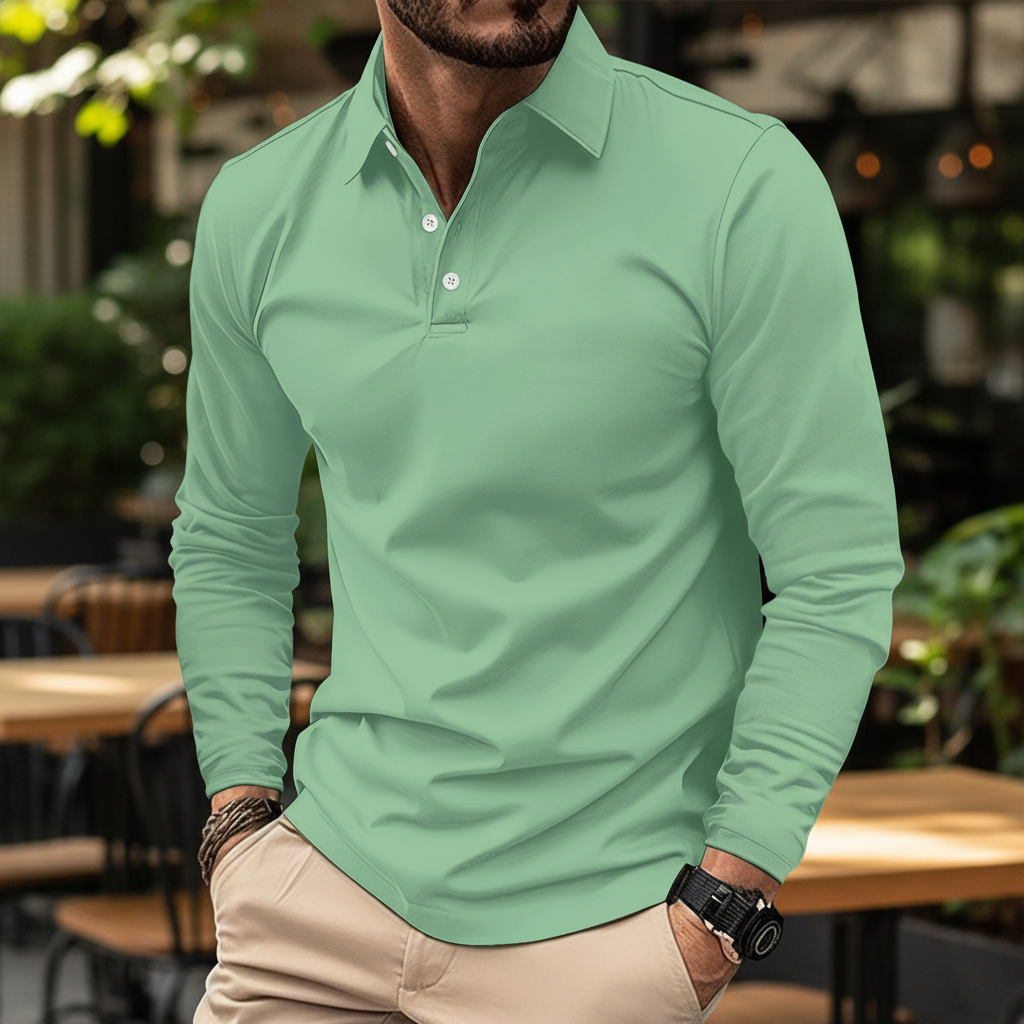 Elegantes Langarm-Poloshirt mit Atmungsaktivem Material | Klassischer Polokragen für Stil und Komfort 1