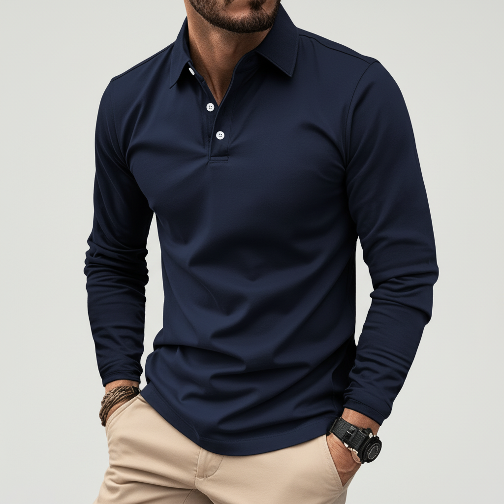 Elegantes Langarm-Poloshirt mit Atmungsaktivem Material | Klassischer Polokragen für Stil und Komfort 8