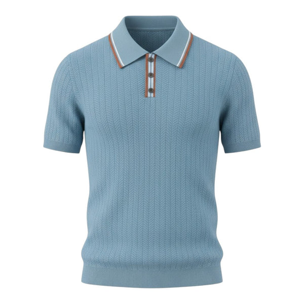 Herren Polohemd mit Chevron-Strick für smart-casual Stil