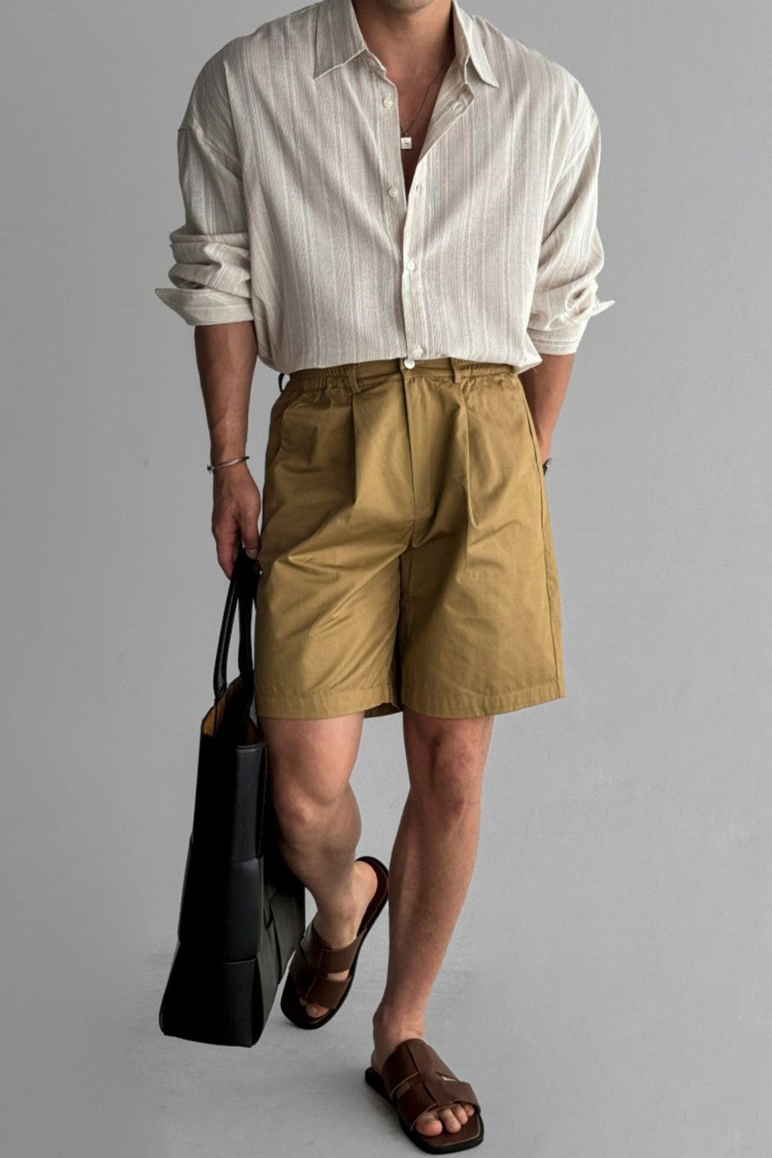 Herrenhemd | Leinen Gestreift & Lange Ärmel | Leicht & Bügelfrei