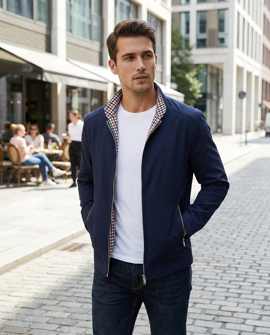 Herren Stehkragen Reißverschluss Übergangsjacke | Leichte Jacke