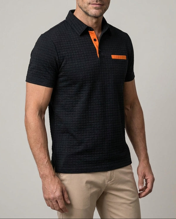 Herren Poloshirt Strickstruktur Kurzarm Baumwolle Sommer