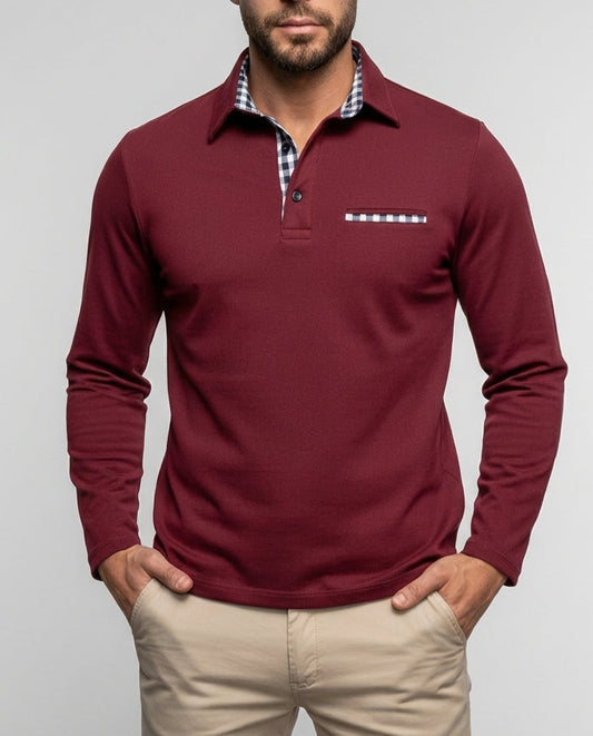 Elegantes Langarm-Poloshirt aus Baumwollmischung mit Bequemer Passform | Vielseitig Kombinierbar für Freizeit und Büro