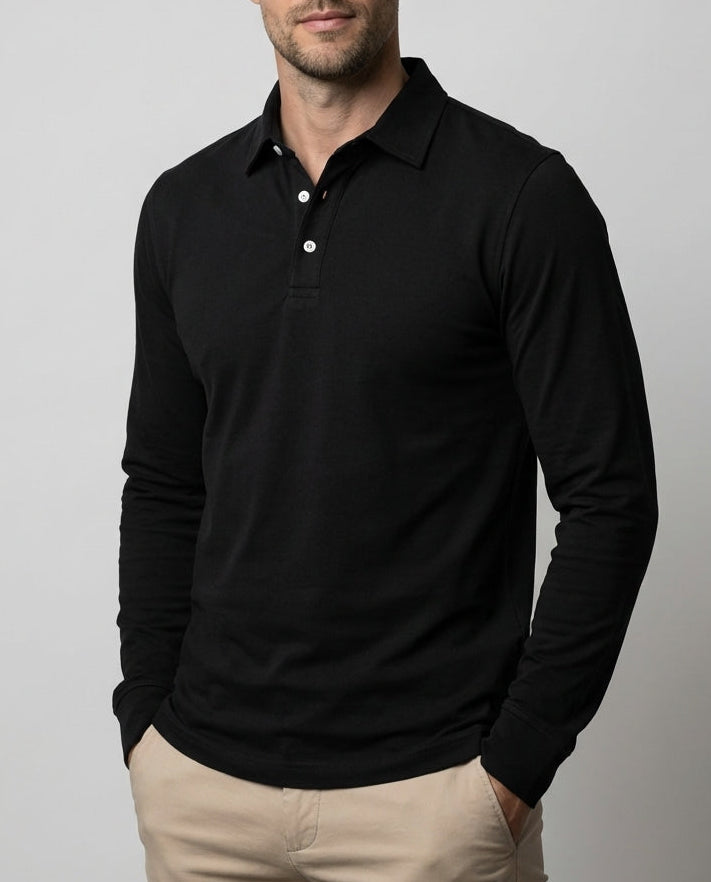 Elegantes Langarm-Poloshirt mit Atmungsaktivem Material | Klassischer Polokragen für Stil und Komfort
