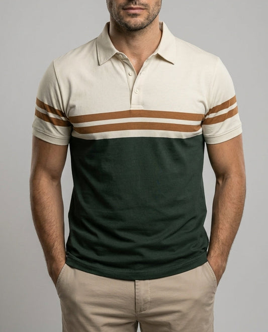 Gestreiftes Herren Poloshirt aus strapazierfähigem Polyester | Bequeme Passform für lässigen Stil