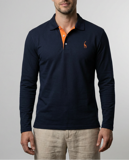 Elegantes Poloshirt Herren | Baumwolle mit Struktur & Langen Ärmeln | Zeitloser Stil für Büro & Freizeit