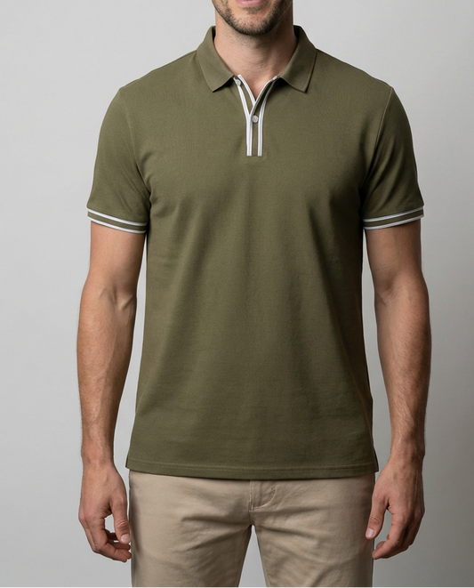 Klassisches Poloshirt Herren mit Kontrastdetails | Atmungsaktive Baumwollmischung für Ganztägigen Komfort