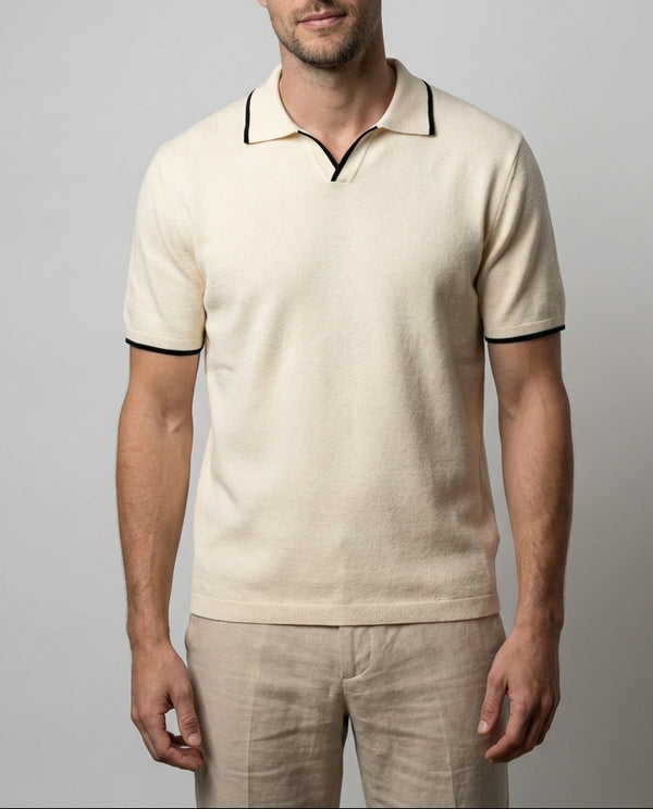 Herren Poloshirt Kontrastdetails Kurzarm Baumwolle Business