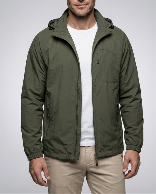 Herren Windbreaker Jacke Kapuze Sommer Leicht Winddicht