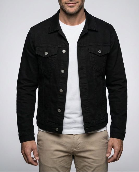 Herren Denimjacke Slim Fit Sommer Brusttaschen