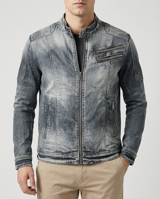 Herren Jeansjacke Retro Vintage Denim Leicht Frühling Sommer