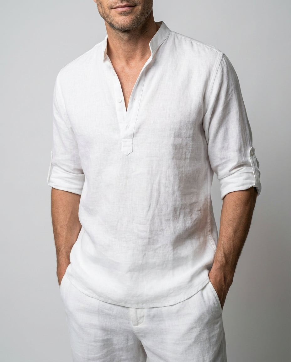 Hemd Hose Set Herren Kurzarm Stehkragen Sommer