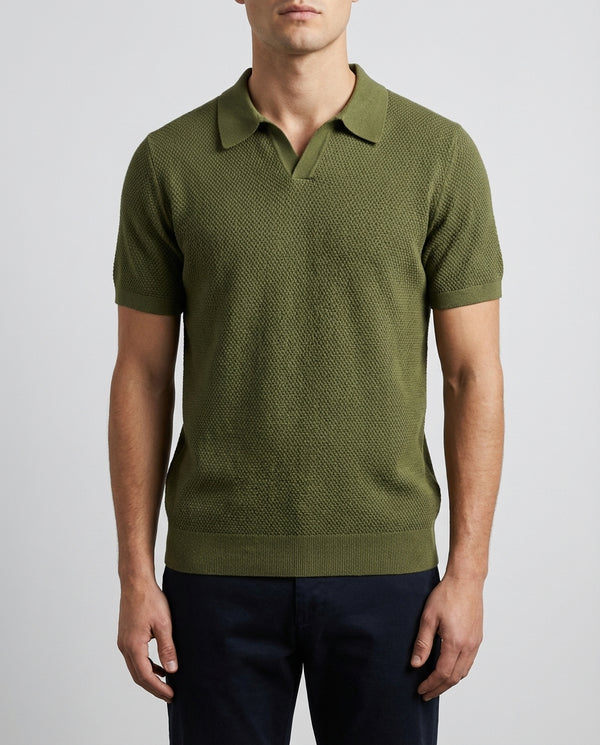 Poloshirt Herren Waffelkragen Baumwolle Kurzarm Sommer