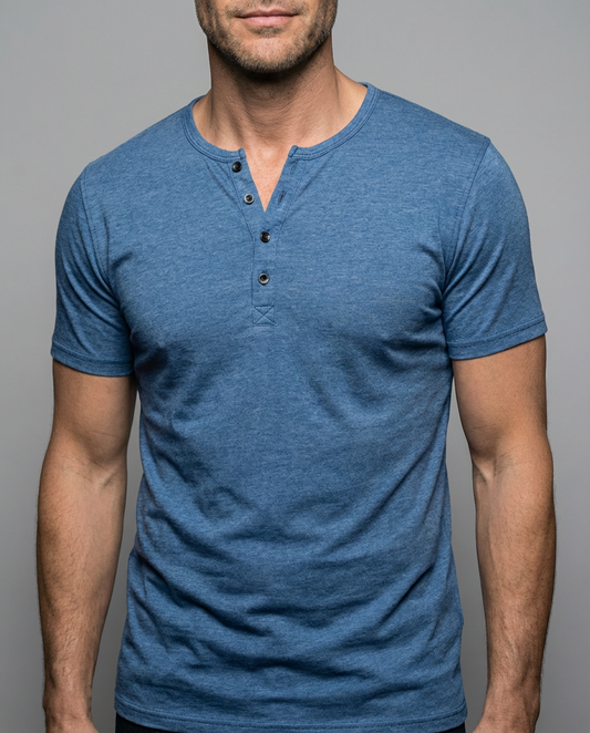 Henley Shirt Herren Kurzarm Baumwolle Sommer