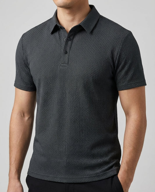 Poloshirt Herren Struktur Kurzarm Baumwolle Frühling