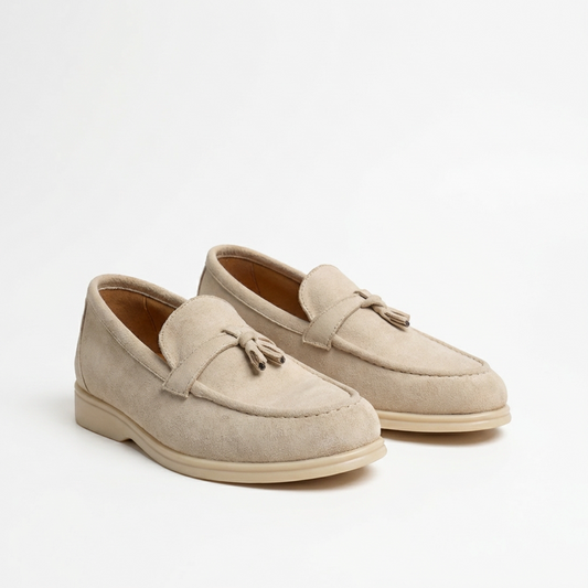 Loafer Herren Beige Quasten Slipper Elegant