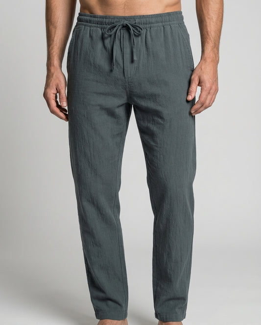 Leinenhose Herren Elastischer Bund Lockerer Schnitt Sommer